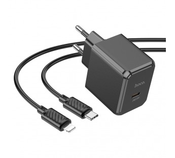 СЗУ с выходом USB Hoco CS15A (PD30W/QC/1USB/Кабель Type-C - Lightning) черное#1958924