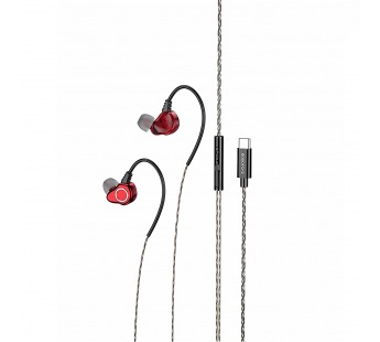 Проводные наушники с микрофоном внутриканальные Borofone BM88 Sea Type-C (iP15)  (red) (225133)#1961275