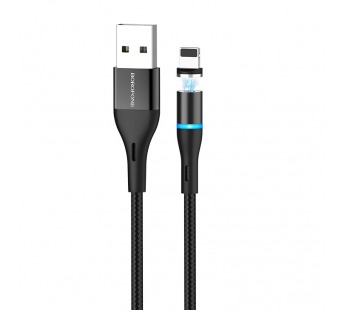 Кабель USB - Apple lightning Borofone BU16 Skill (повр. уп) магнитный 120см 2,4A  (black) (223328)#1961180