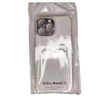 Чехол для iPhone 15 Pro Max с отделением для карт Card Case прозрачный#2035612