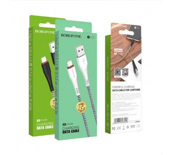 Кабель USB - Apple lightning Borofone BX25 Powerful (повр. уп) 100см 2,4A  (white) (223370)#2041071