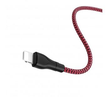 Кабель USB - Apple lightning Borofone BX39 Beneficial (повр. уп) 100см 2,4A  (black/red) (223387)#1969325