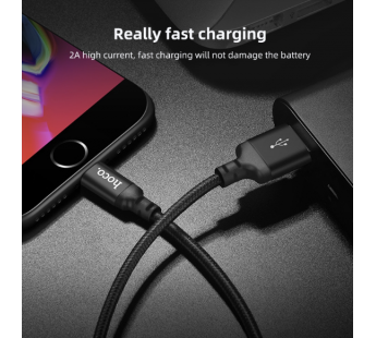 Кабель USB - Apple lightning Hoco X14 Times Speed (повр. уп) 100см 2A  (black) (223500)#2034415