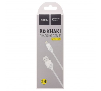 Кабель USB - Apple lightning Hoco X6 Khaki (повр. уп) 100см 2,4A  (white) (223582)#1993913