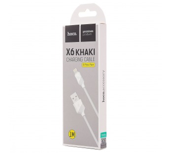 Кабель USB - Apple lightning Hoco X6 Khaki (повр. уп) 100см 2,4A  (white) (223582)#1993914