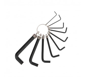 Набор ключей имбусовых 1,5-10 мм, CrV, 10 шт., оксидированные, на кольце HEX Kranz#2138266