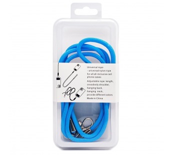 Шнурок текстильный на шею с карабином (круглый) (blue) (225711)#2017605