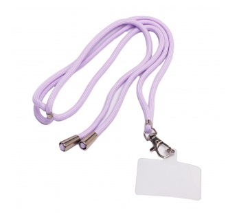 Шнурок текстильный на шею с карабином (круглый) (light violet) (225709)#1969462