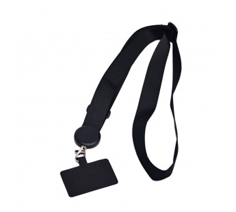 Шнурок текстильный на шею с карабином (плоский широкий) (black) (225720)#1969466