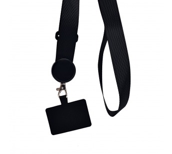 Шнурок текстильный на шею с карабином (плоский широкий) (black) (225720)#2017591