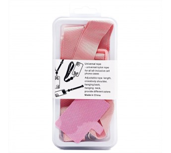 Шнурок текстильный на шею с карабином (плоский широкий) (light pink) (225719)#2013421