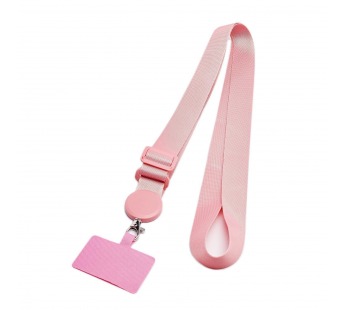Шнурок текстильный на шею с карабином (плоский широкий) (light pink) (225719)#1969474