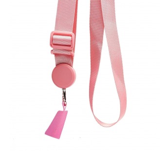 Шнурок текстильный на шею с карабином (плоский широкий) (light pink) (225719)#2013420