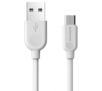 Кабель USB - micro USB Borofone BX14 (повр. уп) 100см 2,4A  (white) (223660)#1990830