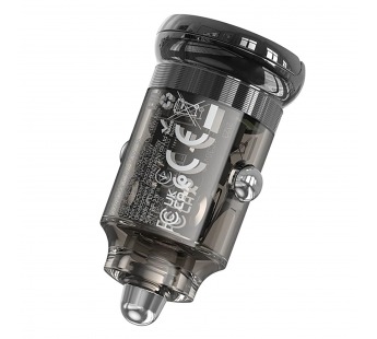 Адаптер Автомобильный Hoco Z53A Vision PD30W+QC3.0 (transparent black) (225395)#1966585