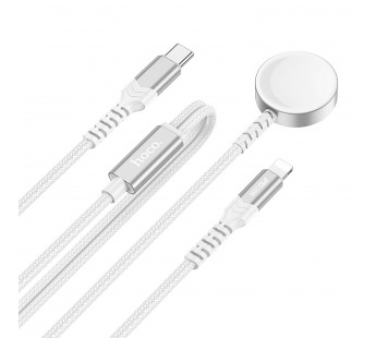 Кабель зарядки Hoco CW54 2-in-1 (Lightning+iWatch) 20W 120см 3A  (white) (225392)#1966616