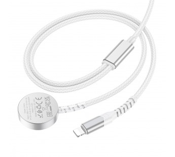 Кабель зарядки Hoco CW54 2-in-1 (Lightning+iWatch) 20W 120см 3A  (white) (225392)#1966617