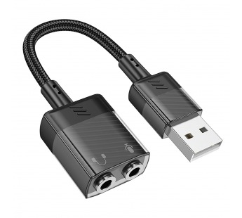 Адаптер Hoco LS37 Spirit 2-in-1 USB to 3.5mm (black) (225359)#1968304