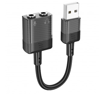 Адаптер Hoco LS37 Spirit 2-in-1 USB to 3.5mm (black) (225359)#1968303