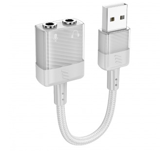 Адаптер Hoco LS37 Spirit 2-in-1 USB to 3.5mm (gray) (225360)#1968300