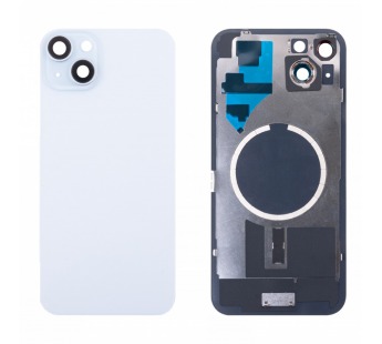 Задняя крышка для iPhone 15 Plus (A3094) в сборе со стеклом камеры Голубой (стекло, монолит, MagSafe, логотип) - Премиум#2069924