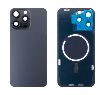 Задняя крышка для iPhone 15 Pro Max (A3106) в сборе со стеклом камеры Черный (стекло, монолит, MagSafe, логотип) - Премиум#2069893