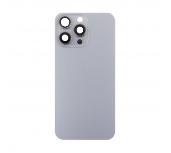 Задняя крышка для iPhone 15 Pro Max в сборе со стеклом камеры Серый (стекло, MagSafe, логотип) - Премиум#2004832
