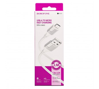 Кабель USB - micro USB Borofone BX101 Creator 100см 2,4A  (white) (225492)#1969300