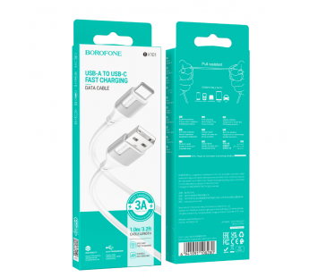 Кабель USB - Type-C Borofone BX101 Creator 100см 3A  (white) (225494)#1992027