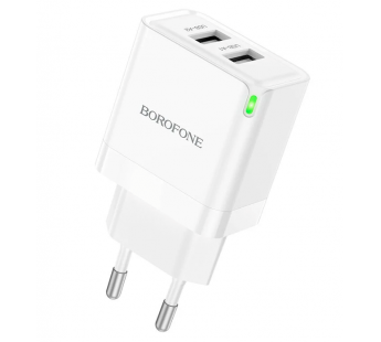 Адаптер Сетевой Borofone BN15 Strong 2USB 2,1A/10,5W (white) (225512)#1964607