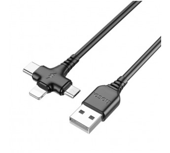 Кабель USB Multi 3в1 Lightning/micro USB/Type-C HOCO X77 (2А, 100см) черный#1977138
