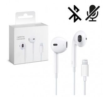 Проводные наушники для iPhone с Lightning с лого, микрофон не работает (белый) C100#2117254