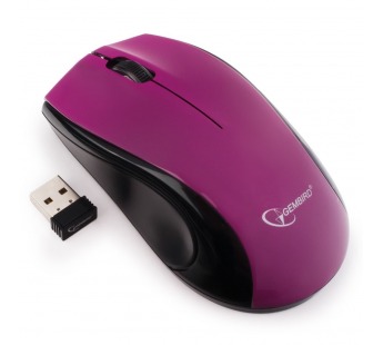 Мышь компьютерная беспроводная Gembird MUSW-320-P, 3кн., резиновое колесо, 1000DPI, фиолетовый#2132186