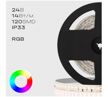 Светодиодная лента RoRi 3CH 112LED 24В 14,4Вт SMD3838 RGB (катушка 5 м), м#1968112