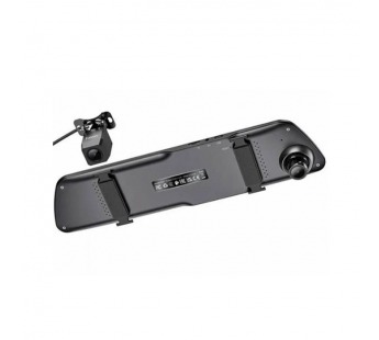 Автомобильный видеорегистратор HOCO DV4 + 2 камеры, зеркало заднего вида (черный)#2120447