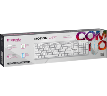 Игровой набор DEFENDER Motion C-977 RU, белый,1.8м, бесшумные кнопки#1969364