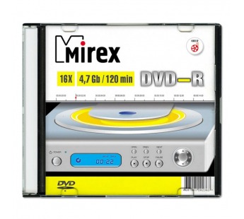 Диск MIREX DVD-R 16X 4,7GB Slim case 5 (5/200)#1987958