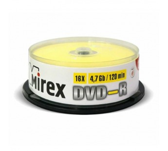 Диск DVD-R Mirex Brand 16X 4,7GB Cake box 25 (25/300)#1982519