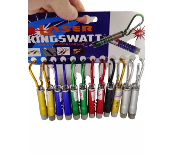 Брелок фонарик + лазер 501 (IMR9-2), с карабином, цветной на блистере 12 шт#1969996