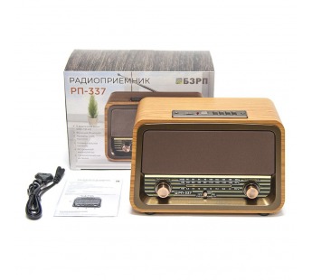 Радиоприёмник БЗРП РП-337 УКВ 88-108МГц,СВ,КВ, (220В,DC6В, акб1200mAh BT, USB,microSD)#2142628