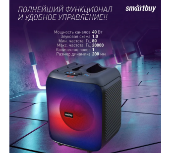 Акустическая система Smartbuy LUCK, 40Вт, Bluetooth, MP3, FM, микрофон, пульт ДУ (SBS-5520)#1969861