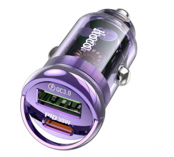 Адаптер Автомобильный Hoco Z53A Vision PD30W+QC3.0 (transparent purple) (225396)#1970975