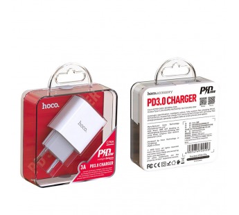 Адаптер Сетевой Hoco C76A Plus PD QC3.0 (повр. уп.) Type-C 3A/20W (white) (223570)#1971089
