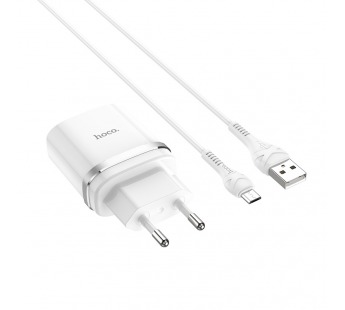 Адаптер Сетевой с кабелем Hoco C12Q QC3.0 (повр. уп.) USB 3A/18W (USB/Micro USB) (white) (223463)#1970611