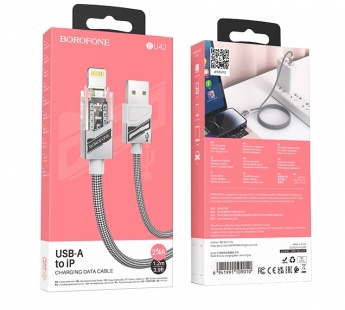 Кабель USB - Lightning BOROFONE BU42 (серый) 1м#1972543