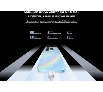 Смартфон Itel P55 8Gb/256Gb Aurora Blue (6,6"/50МП/4G/5000mAh)#1975434