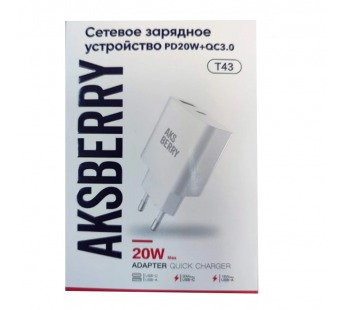 Сетевое ЗУ AKSBERRY T43 (PD/20W/QC 3.0) белое#2038377