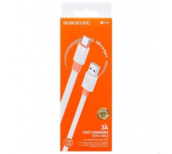 Кабель USB - Type-C Borofone BX89 100см 3A (white/orange) (217512)#1988284