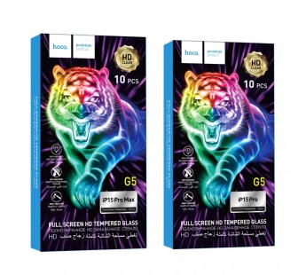 Защитное стекло Hoco G5 IPhone 15 Pro, полноразмерное, 3D, цвет черный (10)#1977308