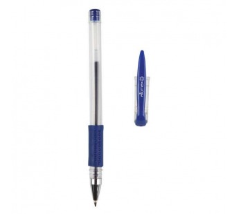 Ручка гелевая ATTOMEX 5051306 синяя, 0,5мм, прозр.корпус с рез.держ., шт#1981345